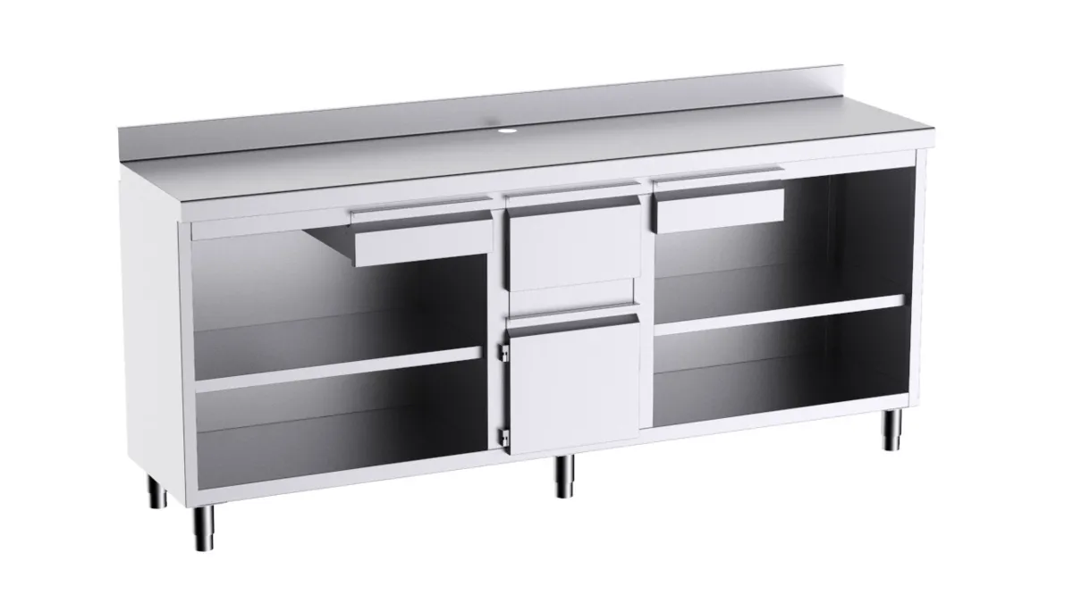 Table pour machine à café ECO avec Dosseret - 2500x600x1050