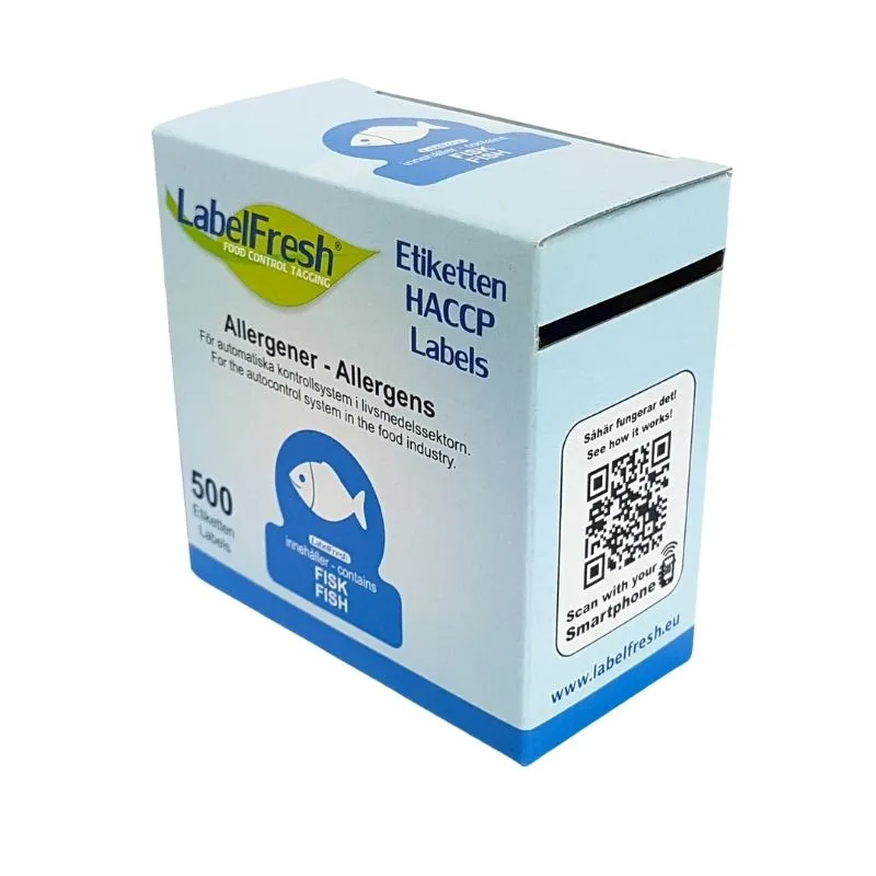 Etiquette de Traçabilité LabelFresh Allergènes Icônes - Poisson - 70 x 45 mm - Lot de 500