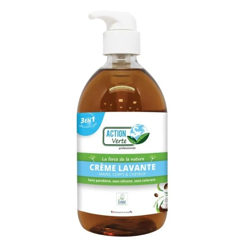Crème Lavante Mains, Corps et Cheveux - Parfum Coco - 500 ml