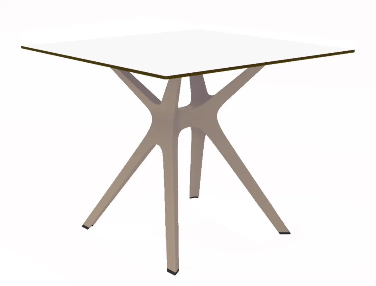 Table Blanche à Pied Sable - 90 x 90 cm