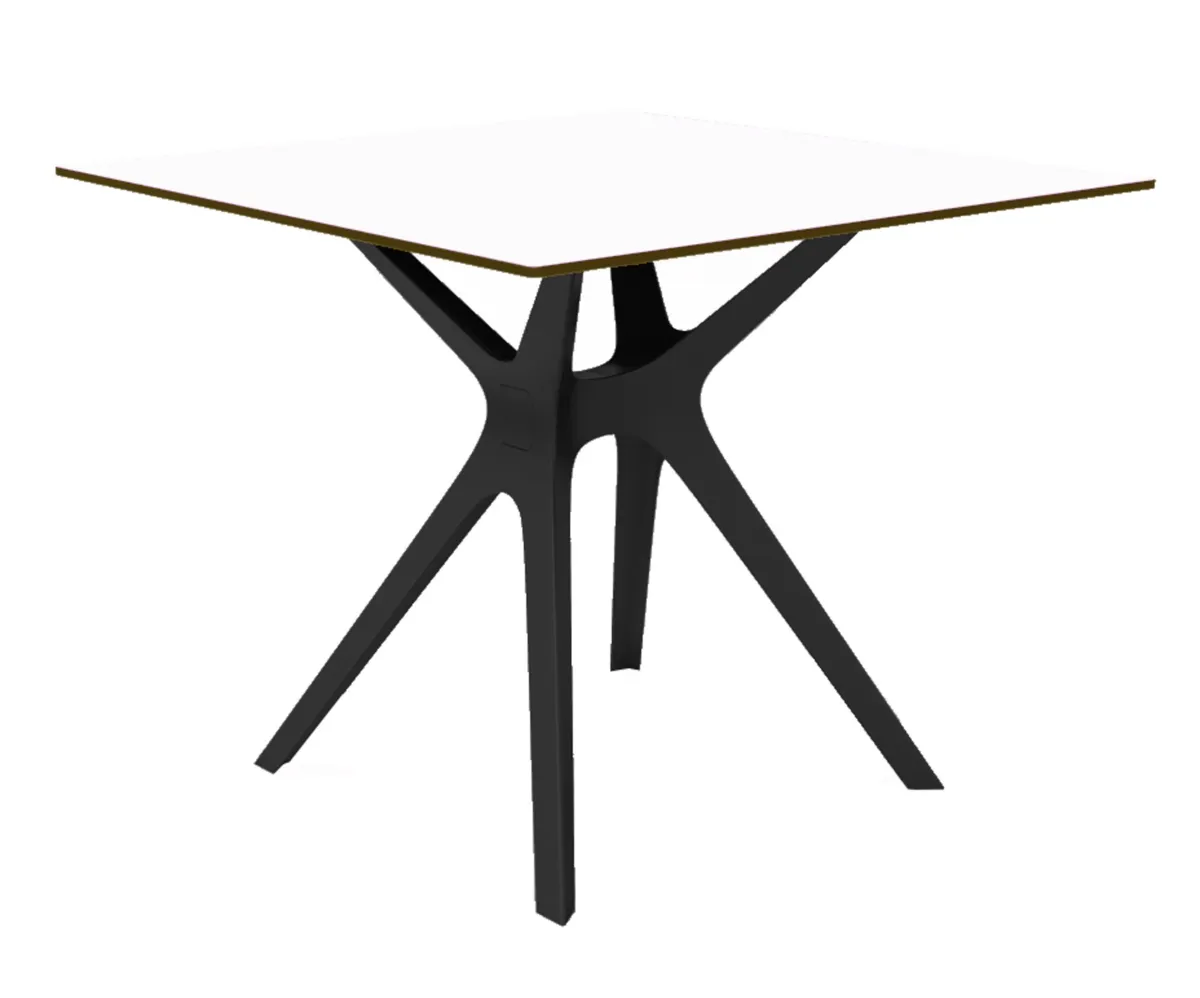 Table Blanche à Pied Noir - 90 x 90 cm