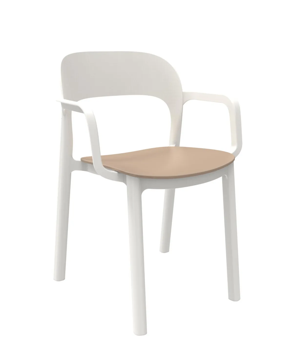 Fauteuil Ona à Assise Sable - Blanc - Lot de 4