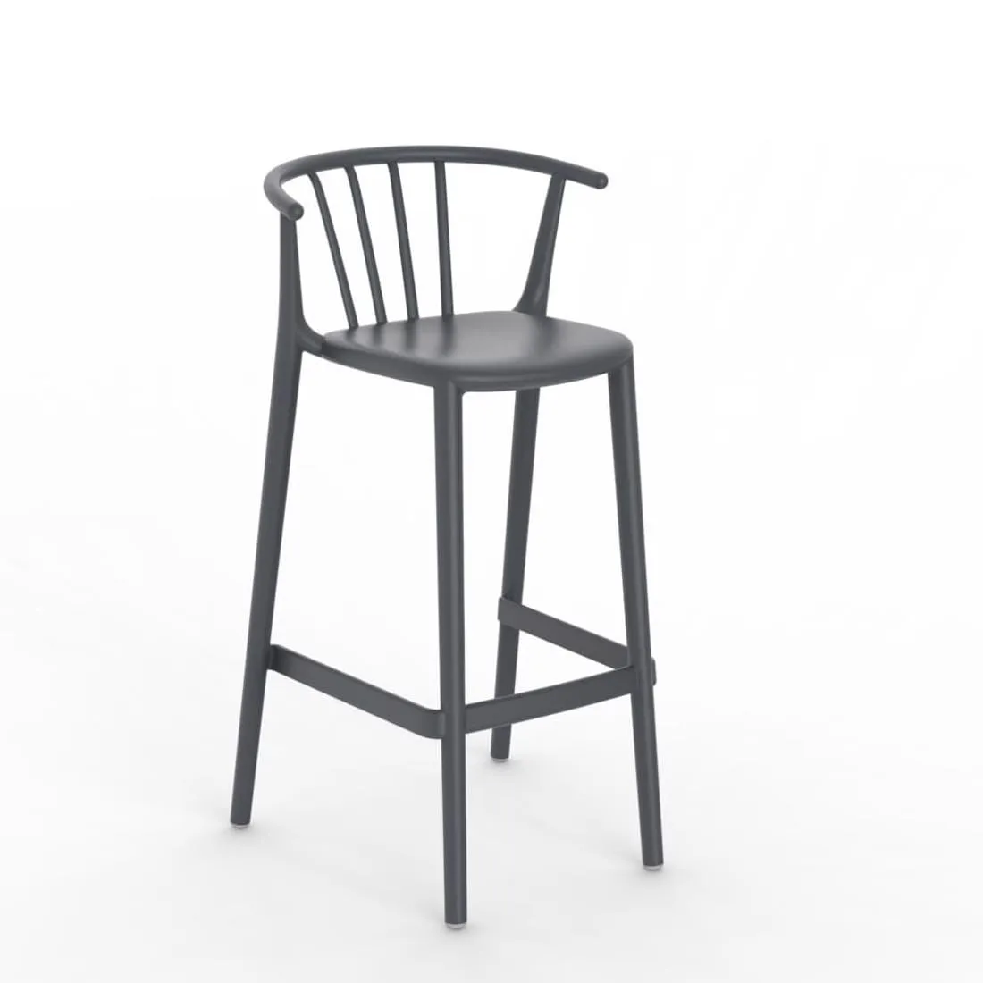 Tabouret Haut Woody - Gris Foncé - Lot de 4