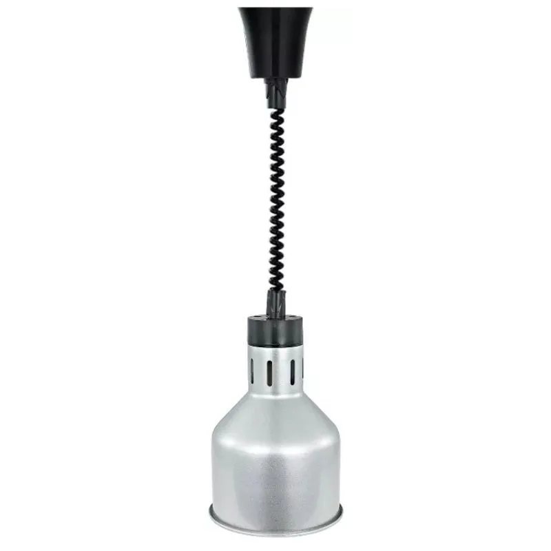 Lampe Chauffante Professionnelle 250 W Ø 175 mm avec Ampoule, Cordon Rétractable, Aspect Inox, Buffet