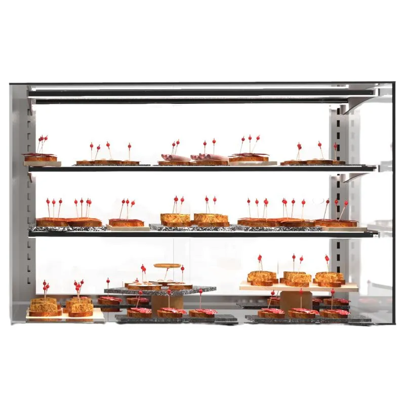 Vitrine Neutre - VISION Présentoirs avec Double LED et Étagères - L 1000 mm
