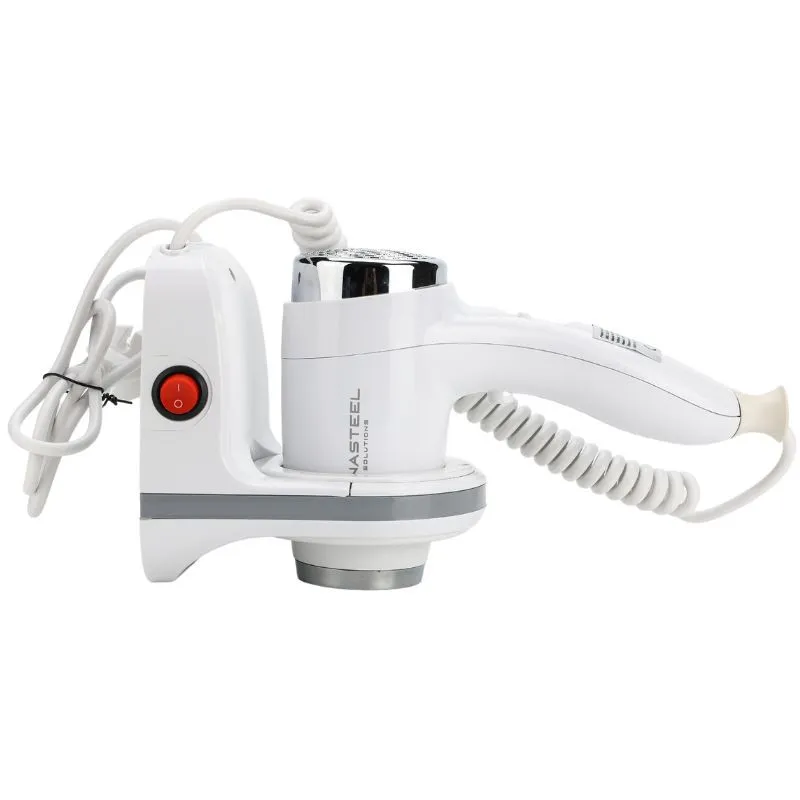 Sèche-Cheveux Mural 1100 W 220 V Blanc ABS, Cordon Spiralé, Support Fixe — Hôtel, Spa, Vestiaire