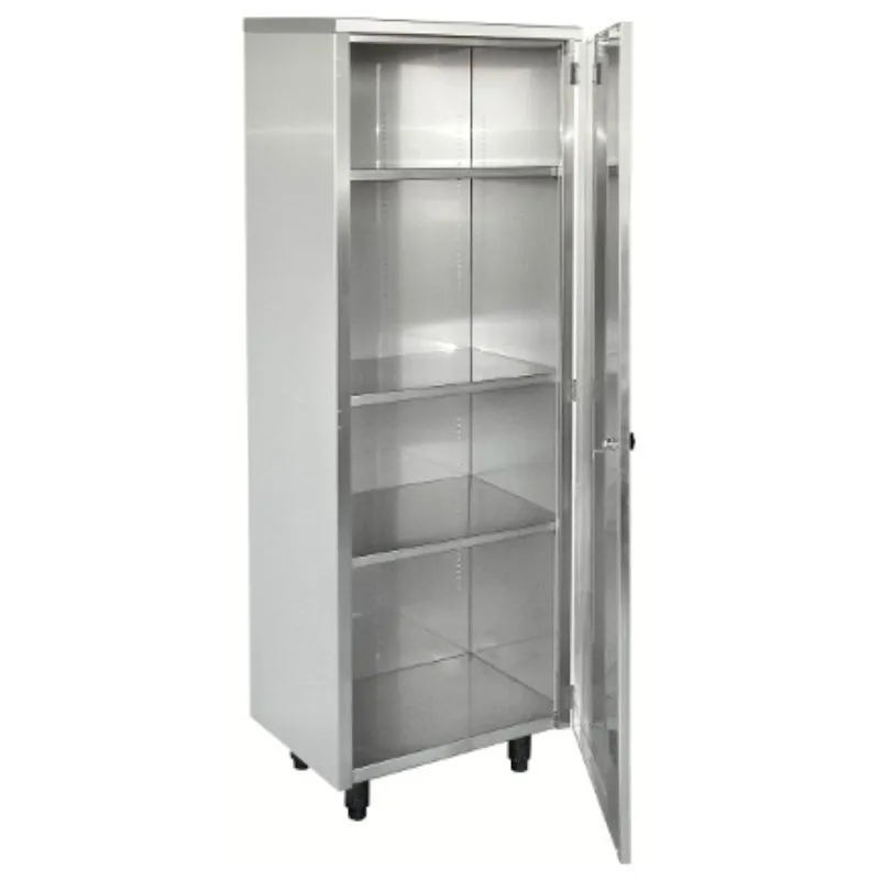 Armoire Inox Haute à Porte Battante - 3 Étagères