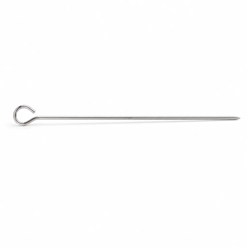 Brochettes à Barbecue Inox 18/0 210 mm Lot de 24, Pointe Affûtée, Œillet de Préhension, Grill & BBQ