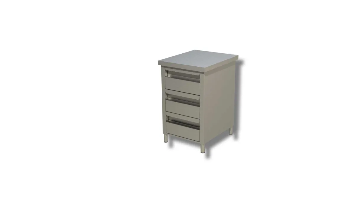 Meuble Inox 3 Tiroirs - L 500 x P 700 mm