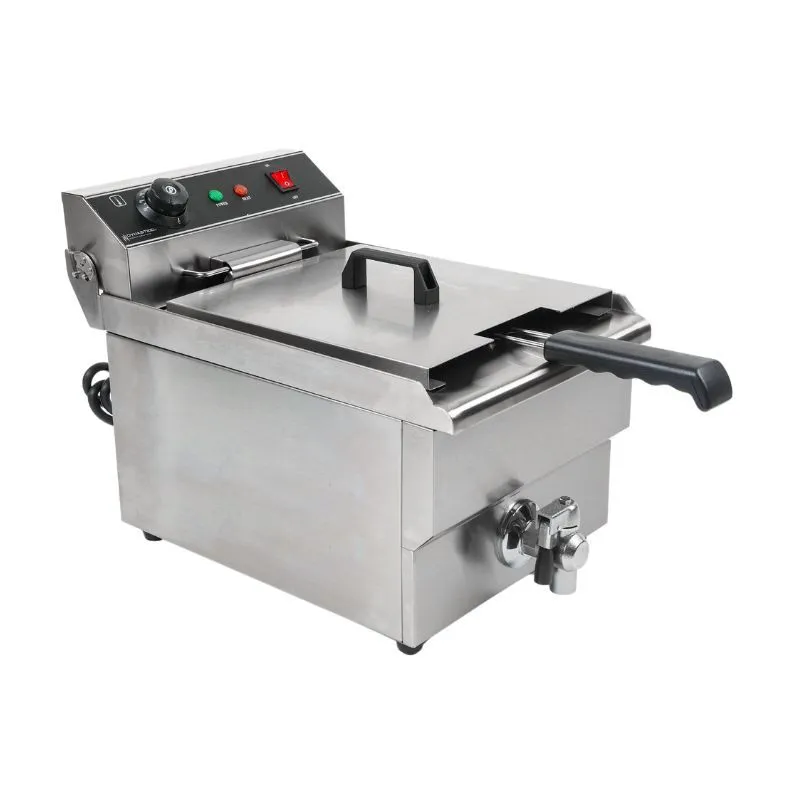 Friteuse Professionnelle 13 L 3000 W, Vanne de Vidange, Cuve Inox, Thermostat 50-200 °C