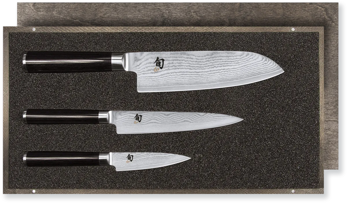 Set de 3 Couteaux Damas Shun - Office Universel et Santoku