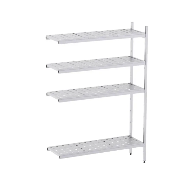 Rayonnage d'Angle Inox 4 Niveaux Perforé - L 1230 x P 500 mm
