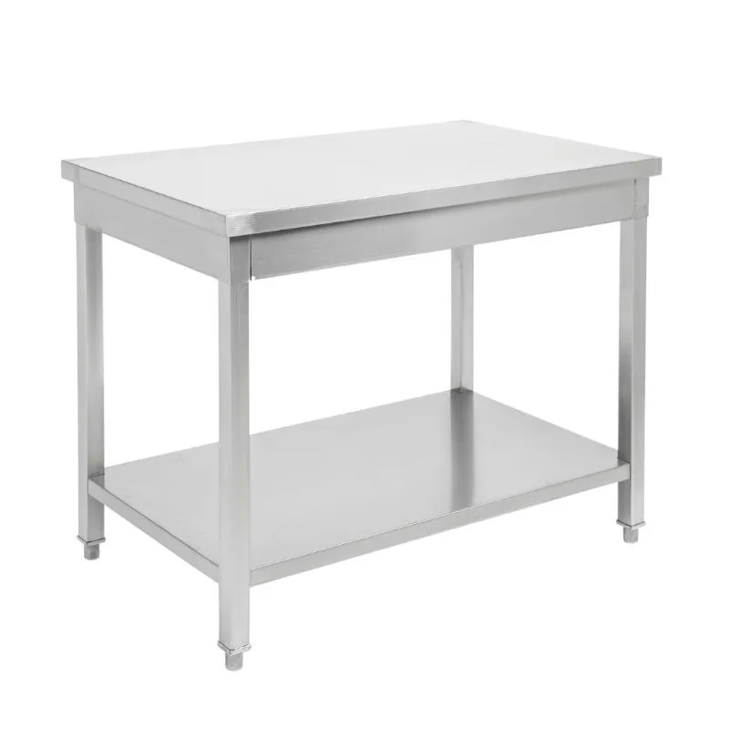 Table Inox Professionnelle 1200 x 700 x 850 mm avec Étagère Basse, Acier AISI 201, Sans Dosseret
