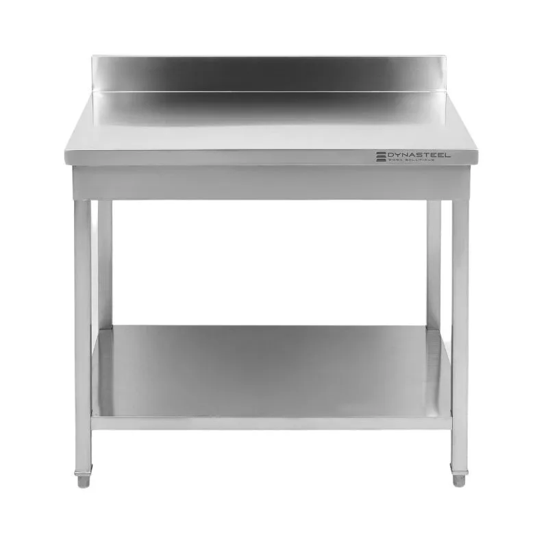 Table Inox Professionnelle 1000 x 600 mm avec Dosseret et Étagère Basse, Hauteur 950 mm, Inox AISI 201