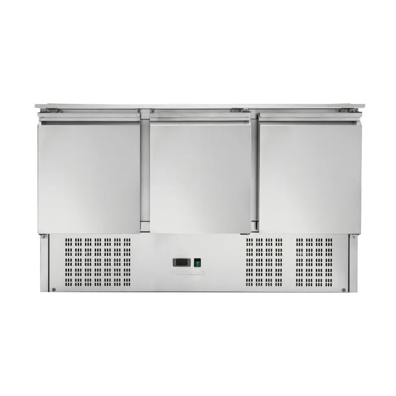 Saladette Compacte 3 Portes - Avec Couvercle Coulissant - 4 Bacs GN 1/1 - Reconditionné