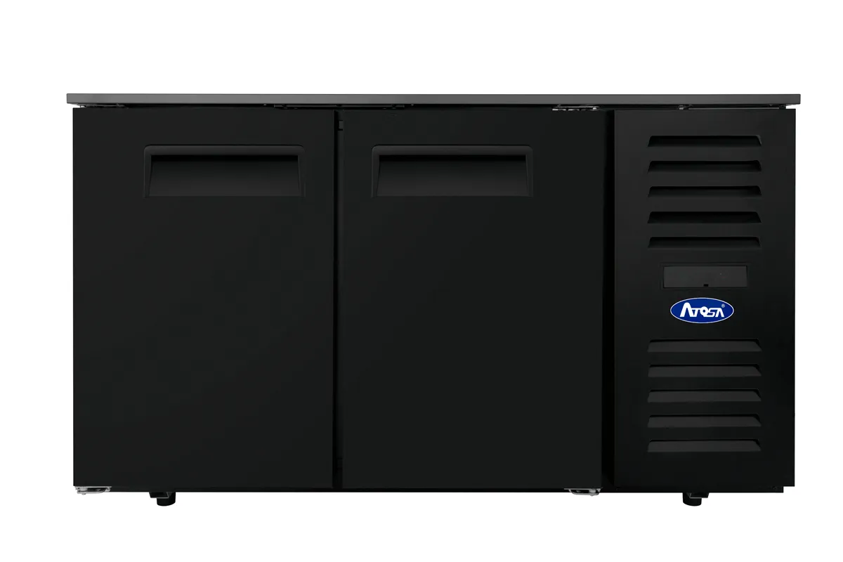 Arrière-Bar Réfrigéré 281 L 2 Portes Pleines Noir, Froid Ventilé +2/+8 °C, Thermostat Numérique