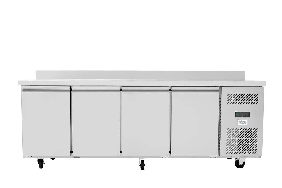 Table Réfrigérée Positive 4 Portes GN1/1 601 L -3/+8°C, Inox AISI 430, Froid Ventilé, Dosseret