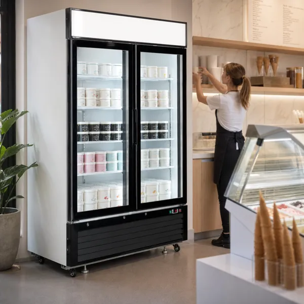 Vitrine Réfrigérée Négative 1108 L 2 Portes Vitrées -25/-14 °C, Froid Ventilé, LED