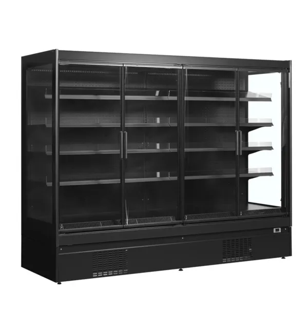 Vitrine Réfrigérée de Supermarché Positive Noir - 4 Portes - 1540 L