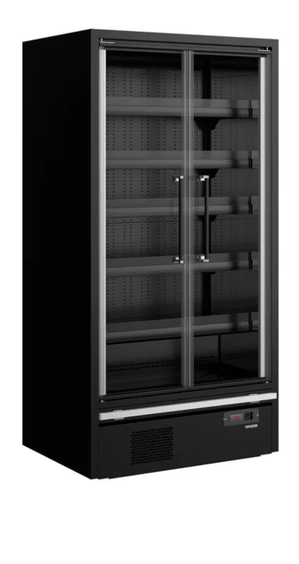 Vitrine Réfrigérée de Supermarché Noir - 2 Portes Vitrées - 472 L