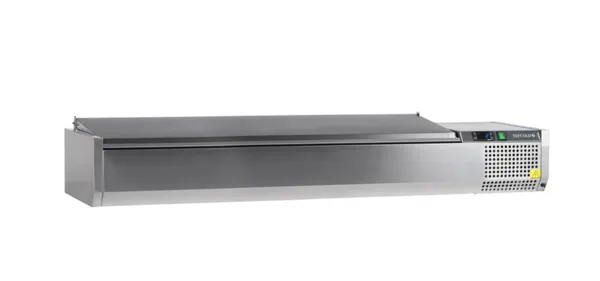 Saladette à Poser Couvercle Inox Statique 8 GN 1/4 - 41,6 L