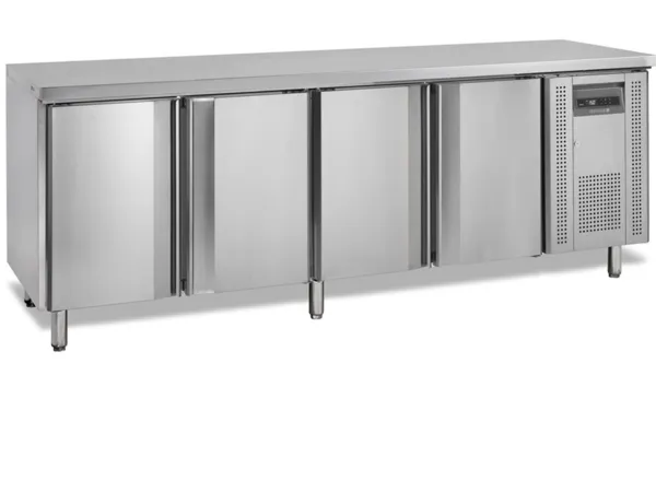 Table Réfrigérée Négative en Inox - 4 Portes - 460 L