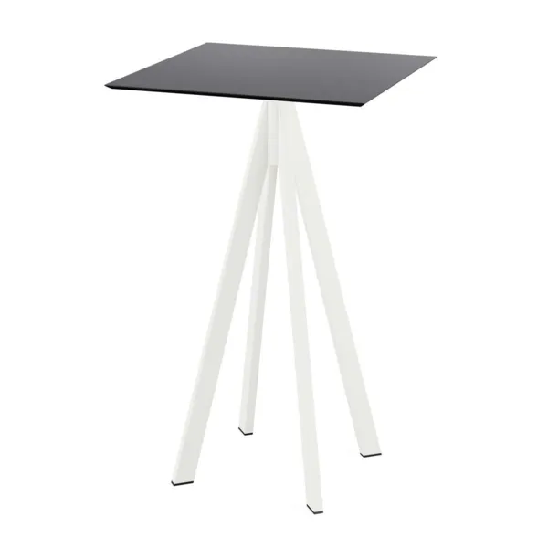 Mange-Débout Infinity Piètement Blanc et Plateau Noir - 70 x 70 cm