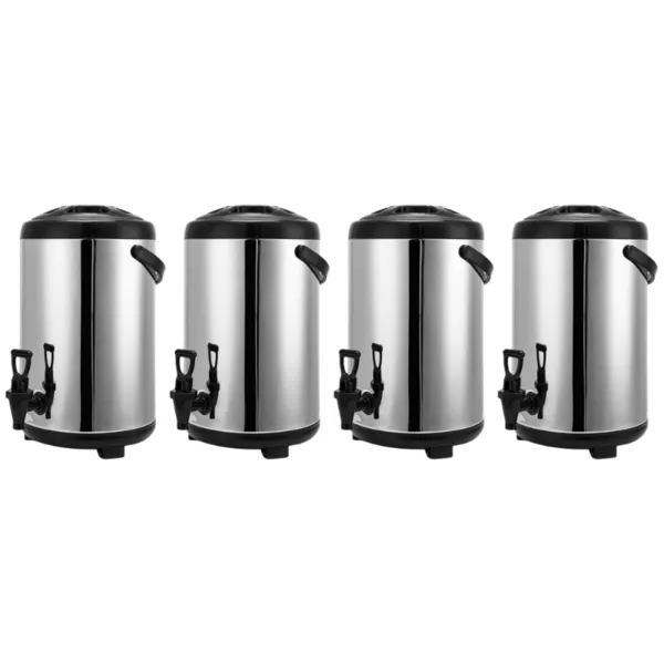 Lot de 4 Distributeurs de Boissons Isothermes 7,5 L Inox AISI 304 avec Robinet, Chaud et Froid, CHR