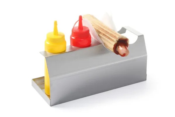 Support pour Hot-Dog - 2 Pains et 2 Flacons Distributeurs