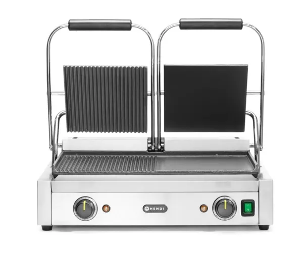 Grill de Contact Modèle Double - Plaques Lisses et Rainurées