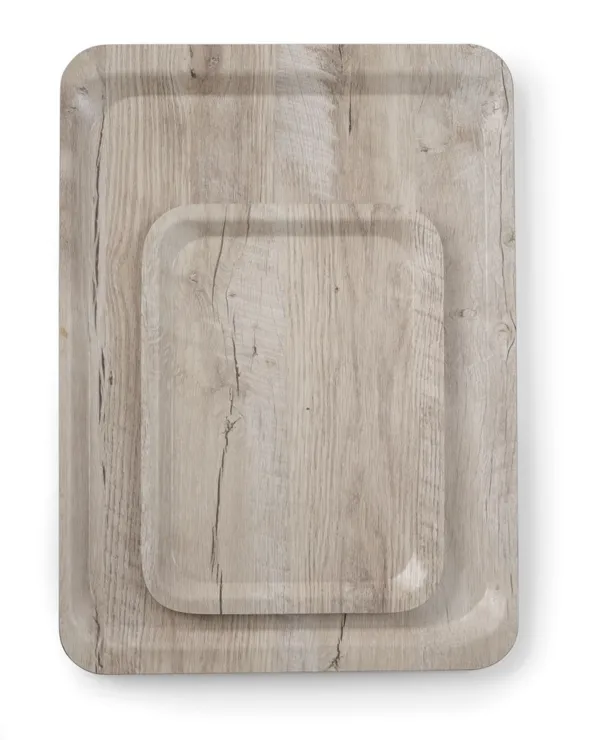 Plateau de Service en Mélamine Imprimé Bois Clair - 350 x 240 mm