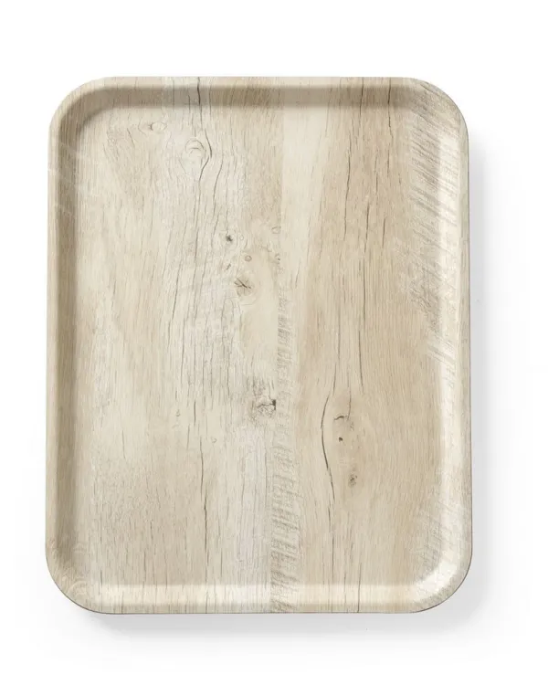 Plateau de Service en Mélamine Imprimé Bois Clair - 430 x 330 mm