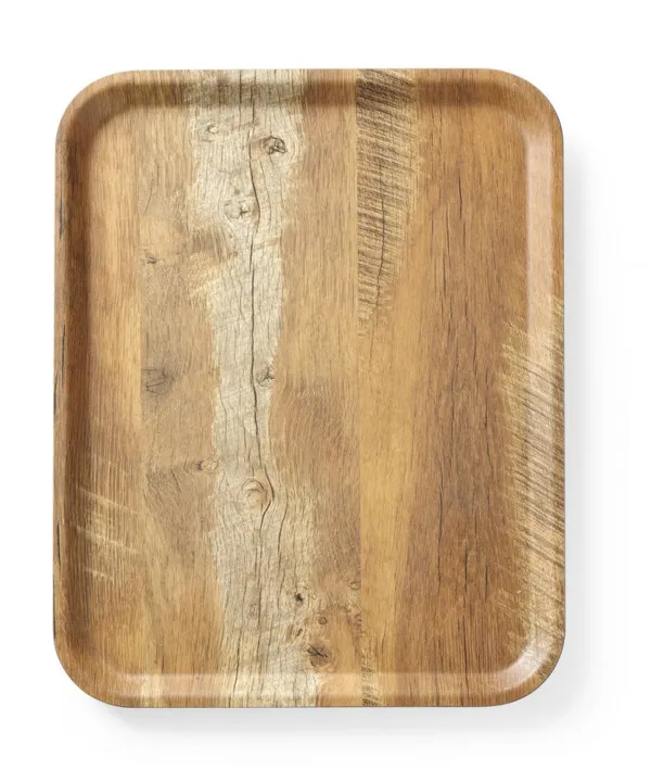 Plateau de Service en Mélamine Imprimé Bois - 430 x 330 mm