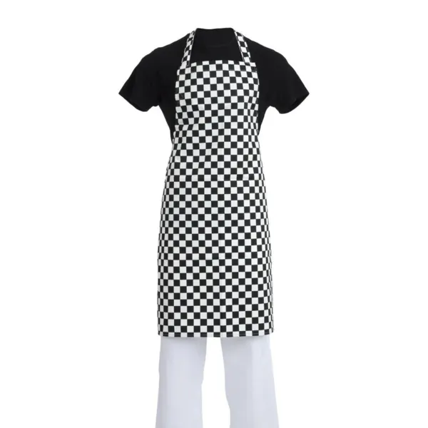 Tablier Bavette à Damier Noir et Blanc - 970 x 710 mm
