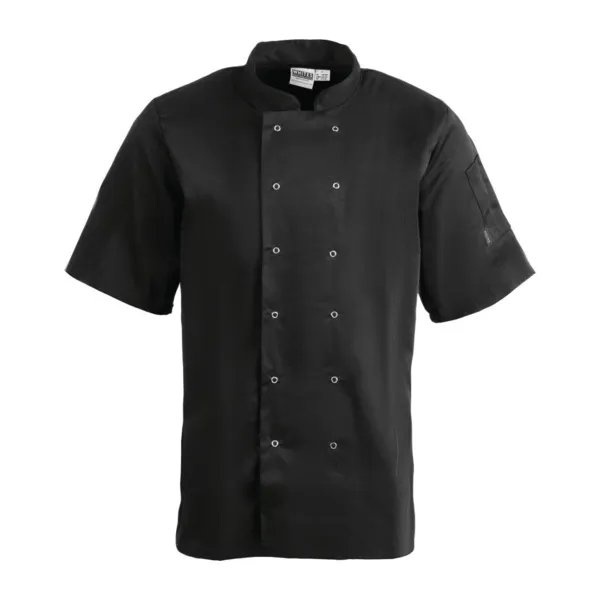 Veste de Cuisine Mixte Noire à Manches Courtes Vegas - Taille S