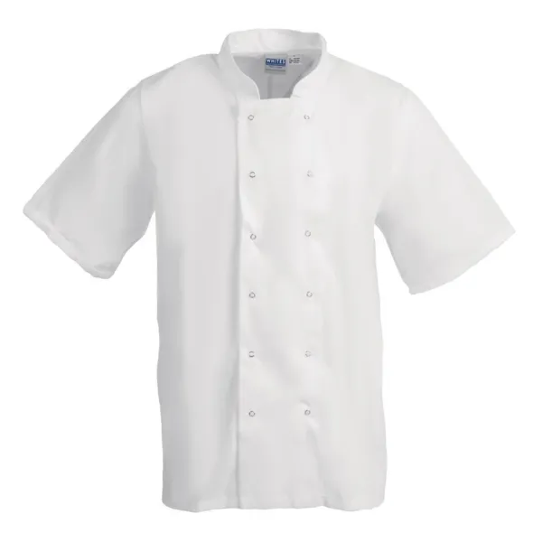 Veste de Cuisine Blanche à Manches Courtes Boston - Taille XS
