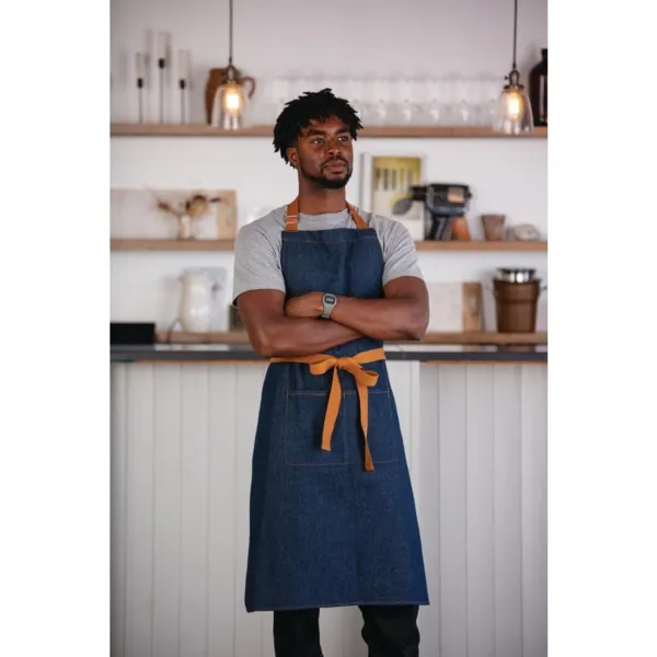 Tablier de Serveur Denim Bleu avec Ceinture en Coton - 1000 x 700 mm