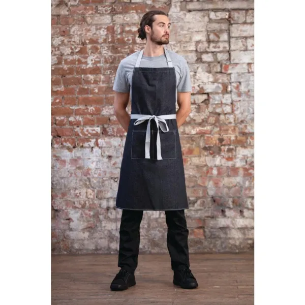 Tablier Bavette Denim Noir Southside en Polycoton - 700 x1000 mm
