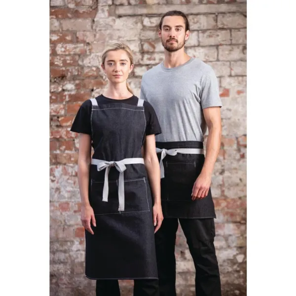Tablier de Serveur court Denim Noir Southside - 400 x 760 mm