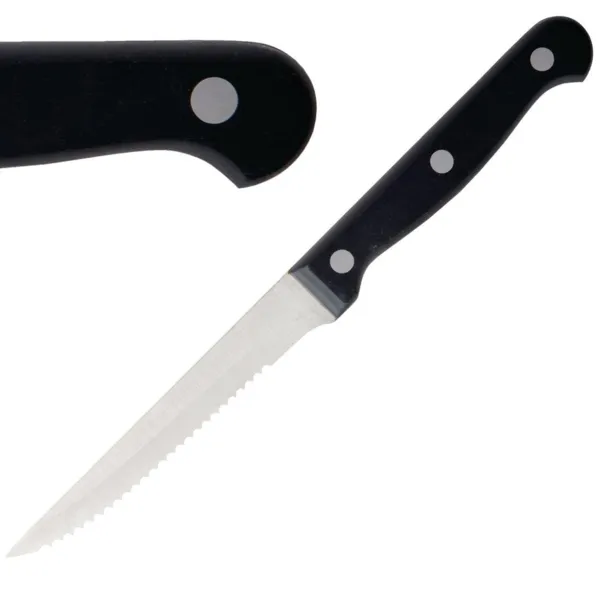 Couteau à Viande à Manche Noir - Lame Dentée 215 mm - Lot de 12