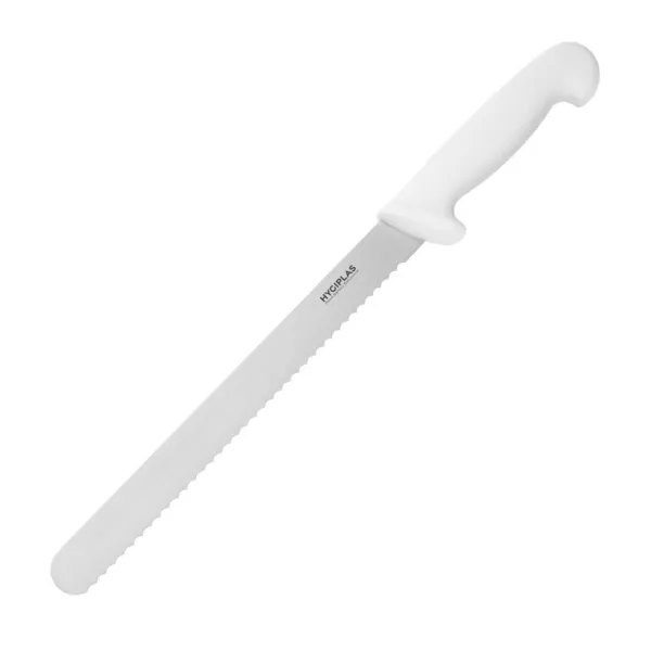 Couteau à Trancher Blanc - Lame Dentée 25,5 cm