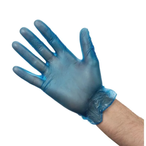 Gants Alimentaires en Vinyle Poudré Bleus Taille S - Lot de 100