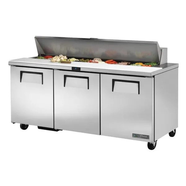 Comptoir de Préparation en Inox - 3 Portes - 538 L - 18 Bacs GN 1/6