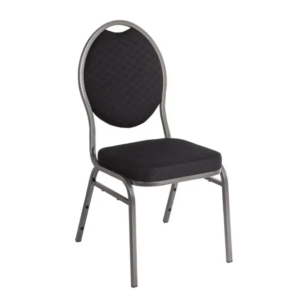 Chaise de Banquet Noire avec Dossier Ovale - Lot de 4