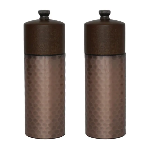 Set Moulins à Sel et Poivre en bois et Cuivre - H 150 mm