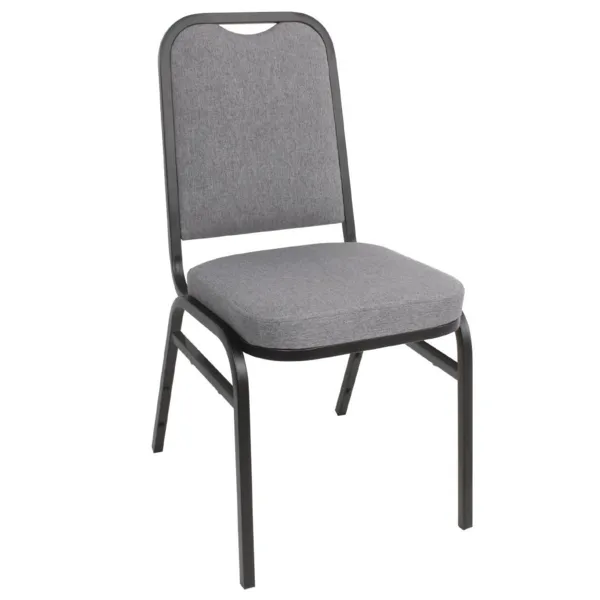 Chaise de Banquet avec Dossier Carré et Tissu Gris - Lot de 4