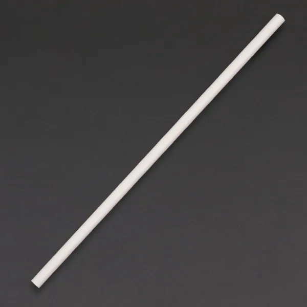 Pailles Compostables Blanches en Papier - L 210 mm - Lot de 250