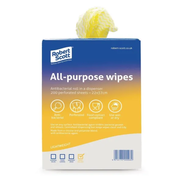 Chiffons Tout Usage Antibactériens Jaunes - 200 Chiffons