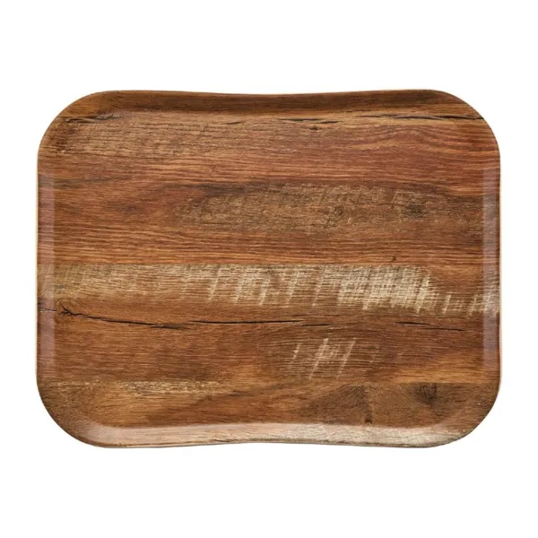 Plateau Polyester Century Aspect Naturel Bois Chêne Brun - 360 X 460Mm