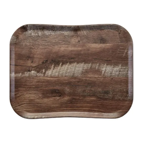 Plateau Polyester Century Aspect Naturel Bois Chêne Foncé - 360 X 460Mm